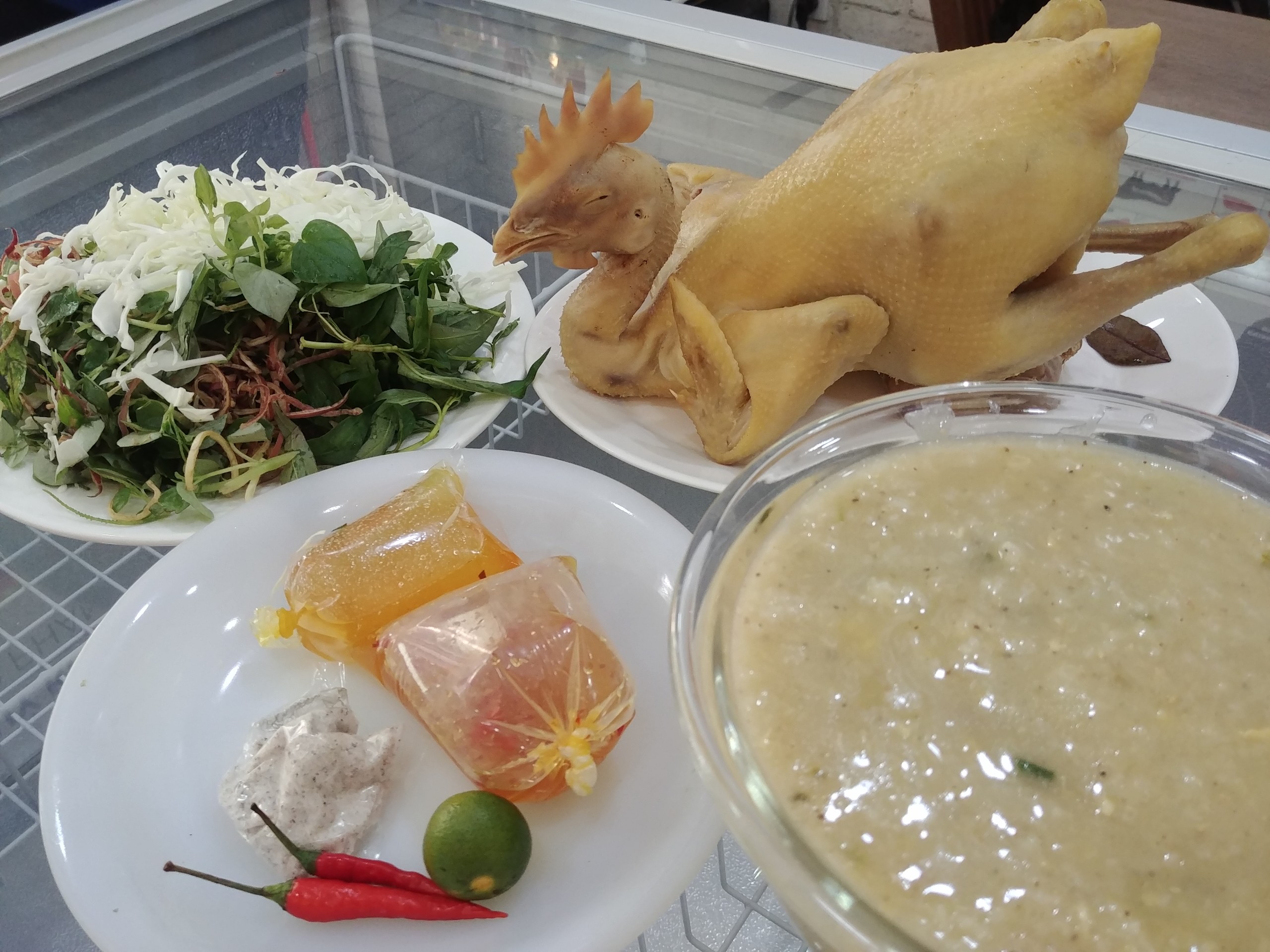 Gà Trống cúng Rằm (Size lớn 1,5kg + Gỏi + Cháo ĐB)